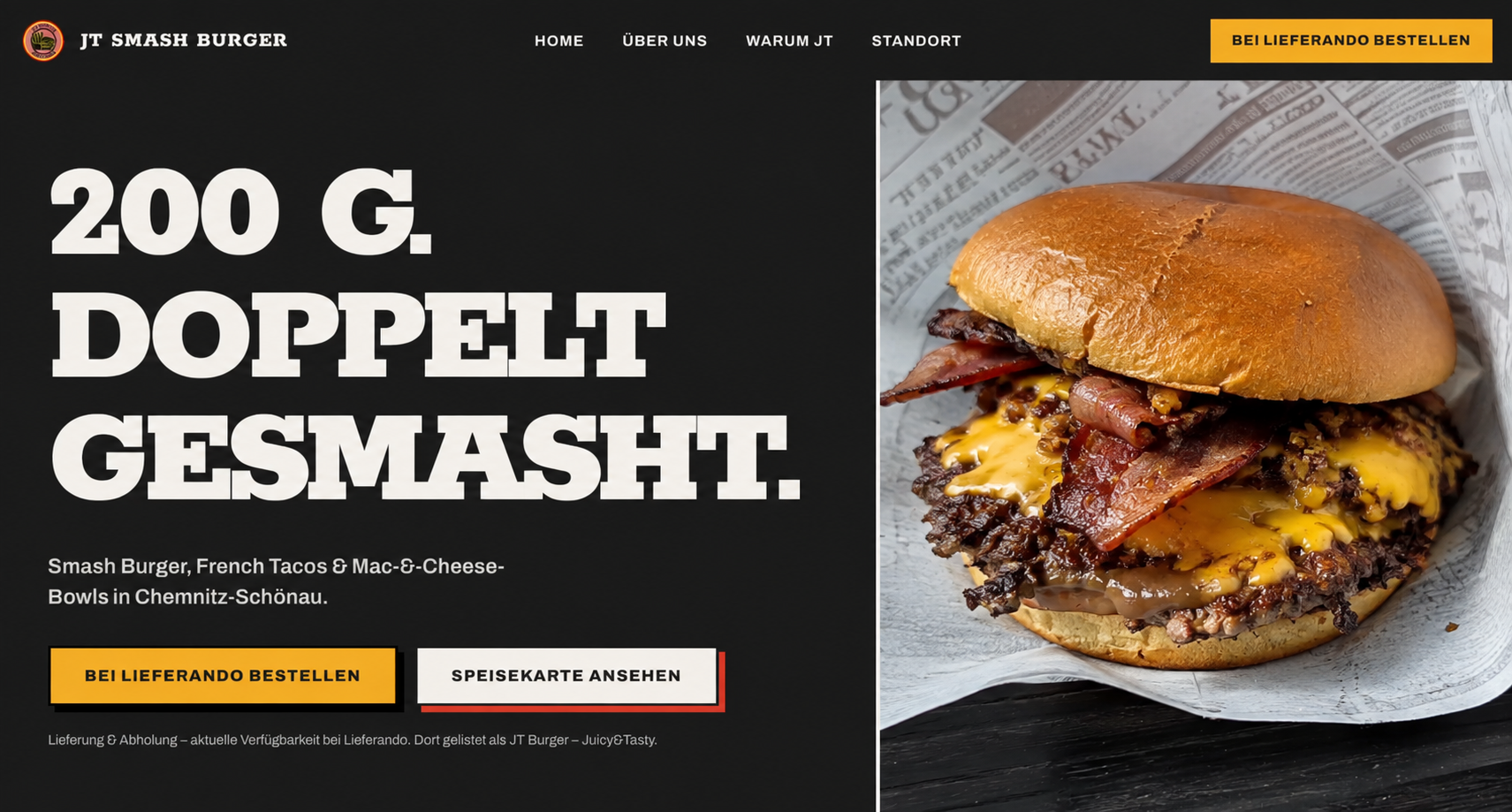 JT Smash Burger — Web Design & Development